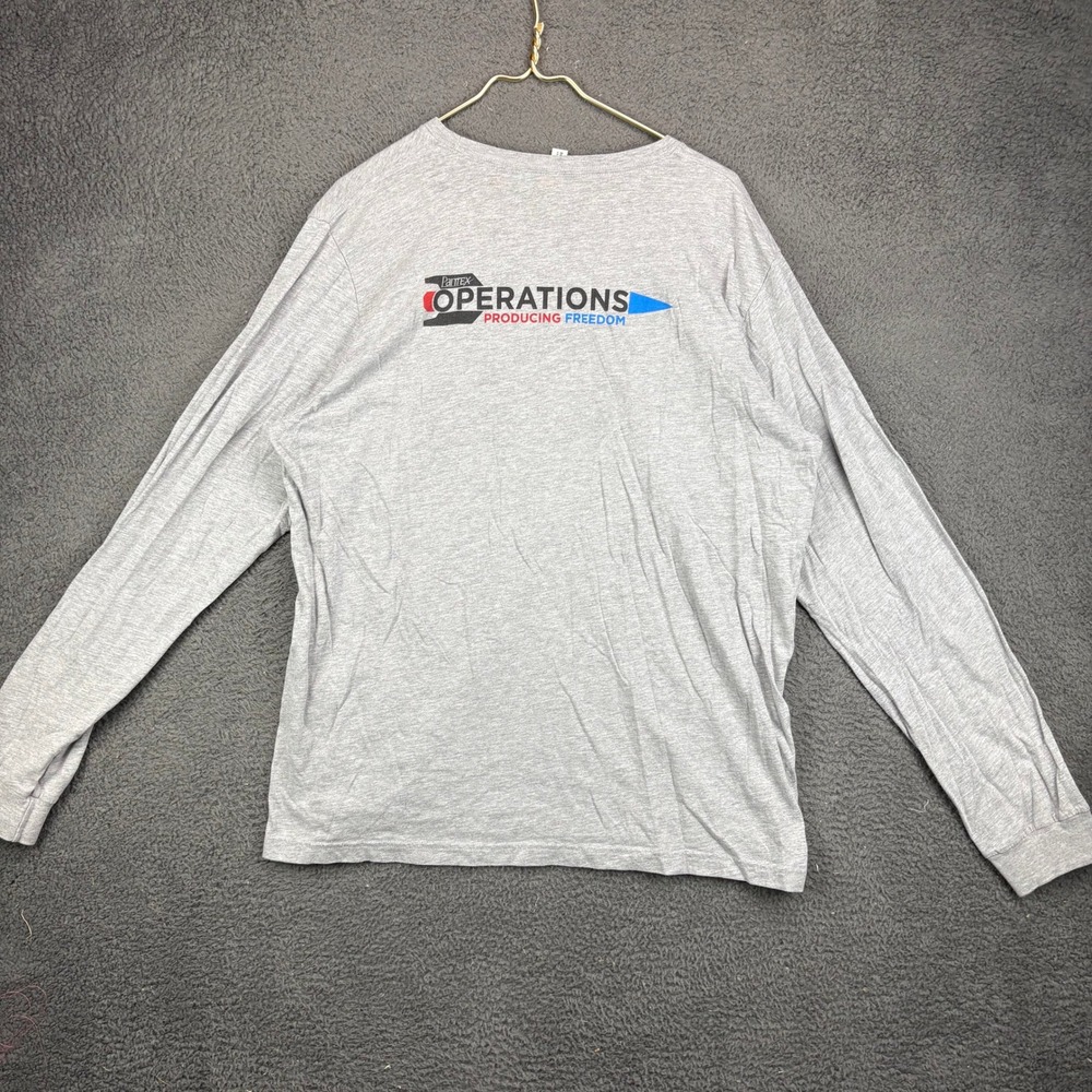 Bella Canvas Mens 2XL Gray Long Sleeve Pantex Operations Freedom Graphic T-Shirt
